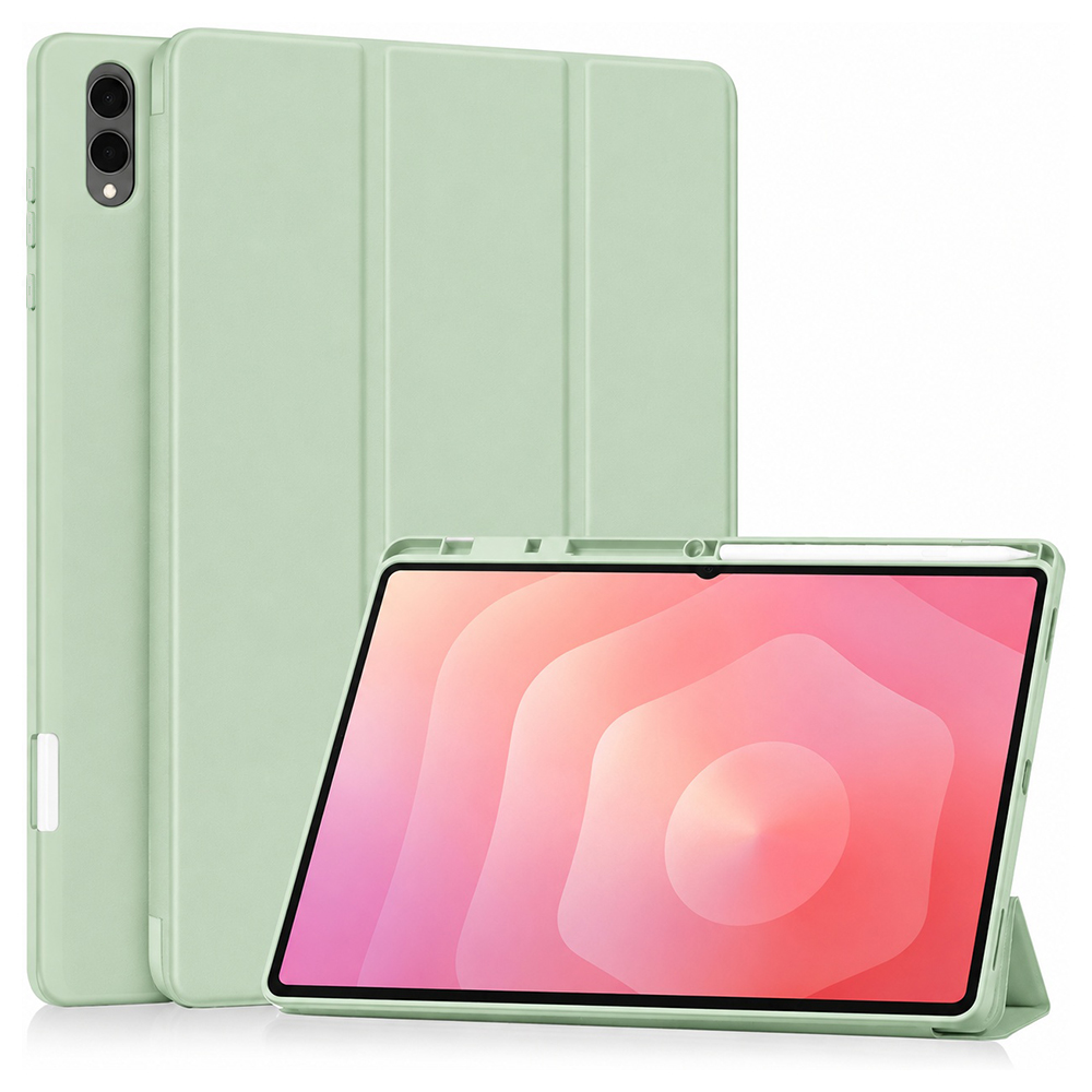 Pouzdro Techsuit Flex Trifold s držákem stylusu pro Samsung Galaxy Tab S11 Ultra / Tab S12 Ultra matcha zelené