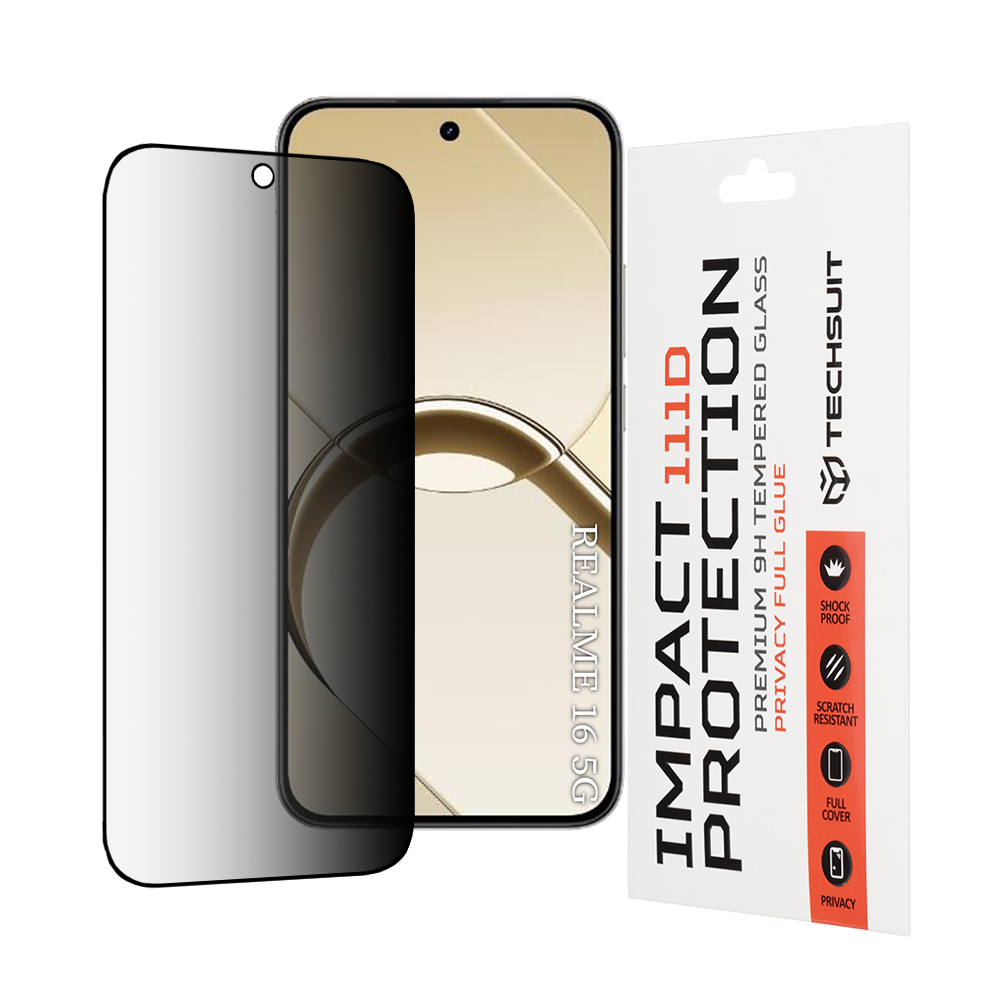 Tvrzené sklo Techsuit 111D Privacy Full Glue pro Realme 16 5G černé
