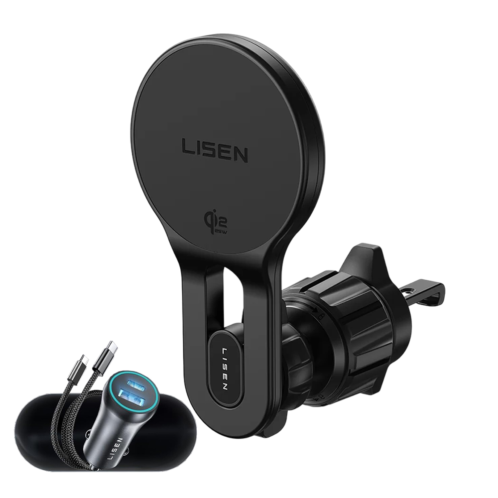 Držák do auta s bezdrátovým nabíjením Lisen W704 Pro Qi2.2 25 W černý