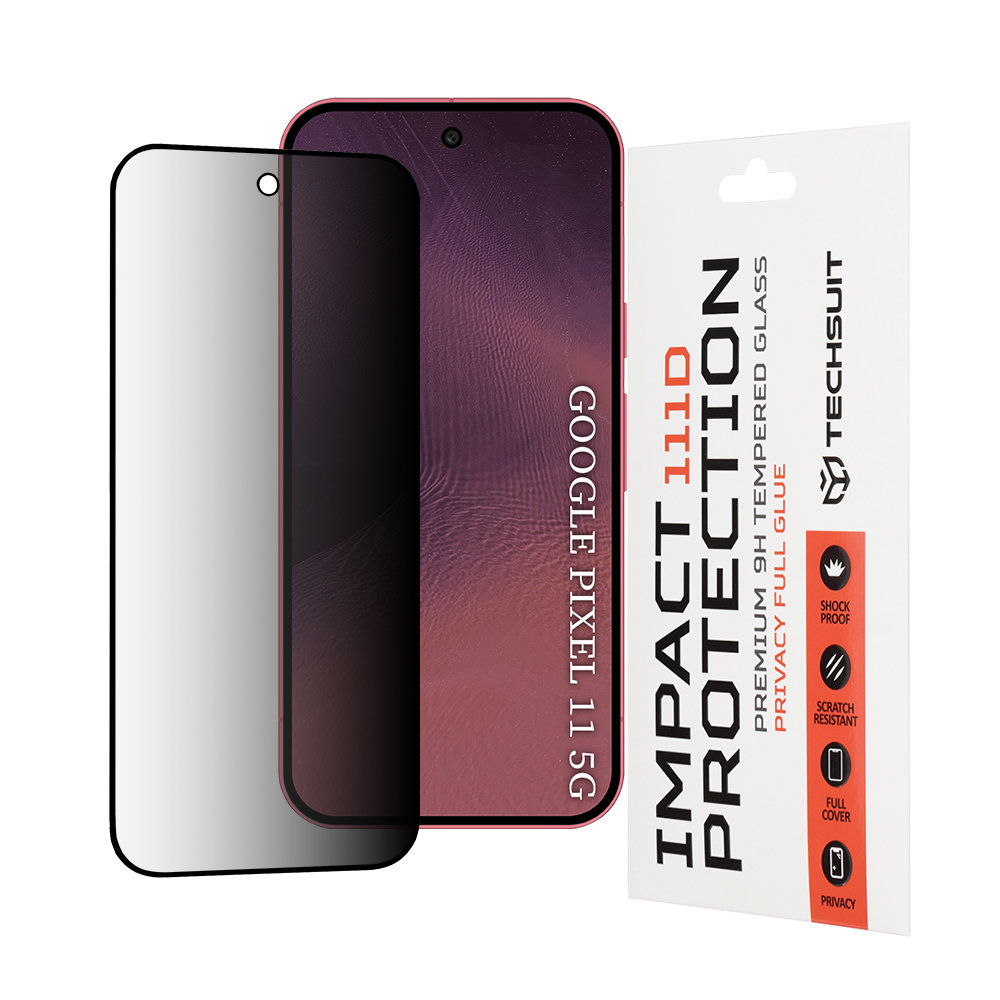 Privátní tvrzené sklo Techsuit 111D Full Glue pro Google Pixel 11 a Pixel 11 Pro černé