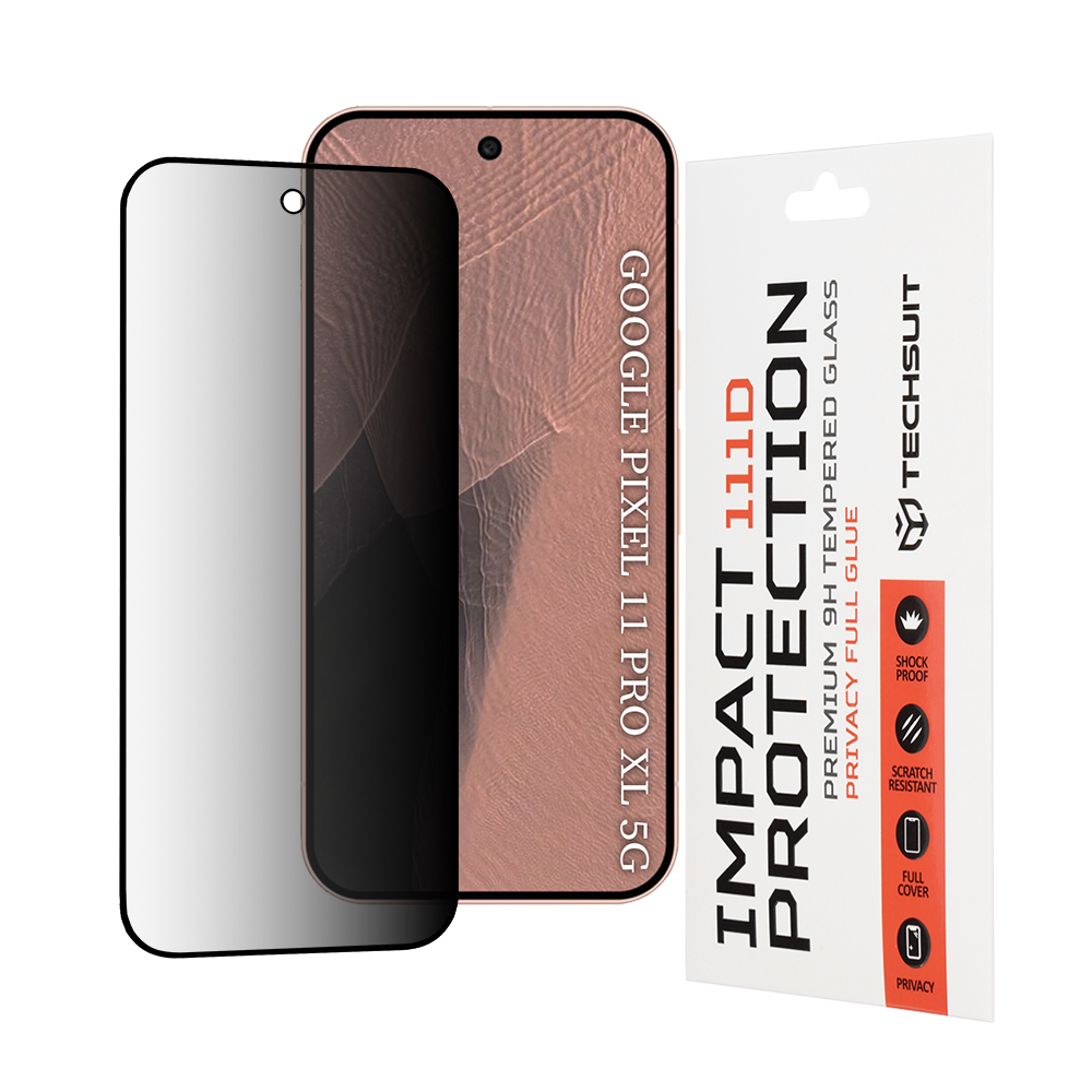 Privátní tvrzené sklo Techsuit 111D Full Glue pro Google Pixel 11 Pro XL černé