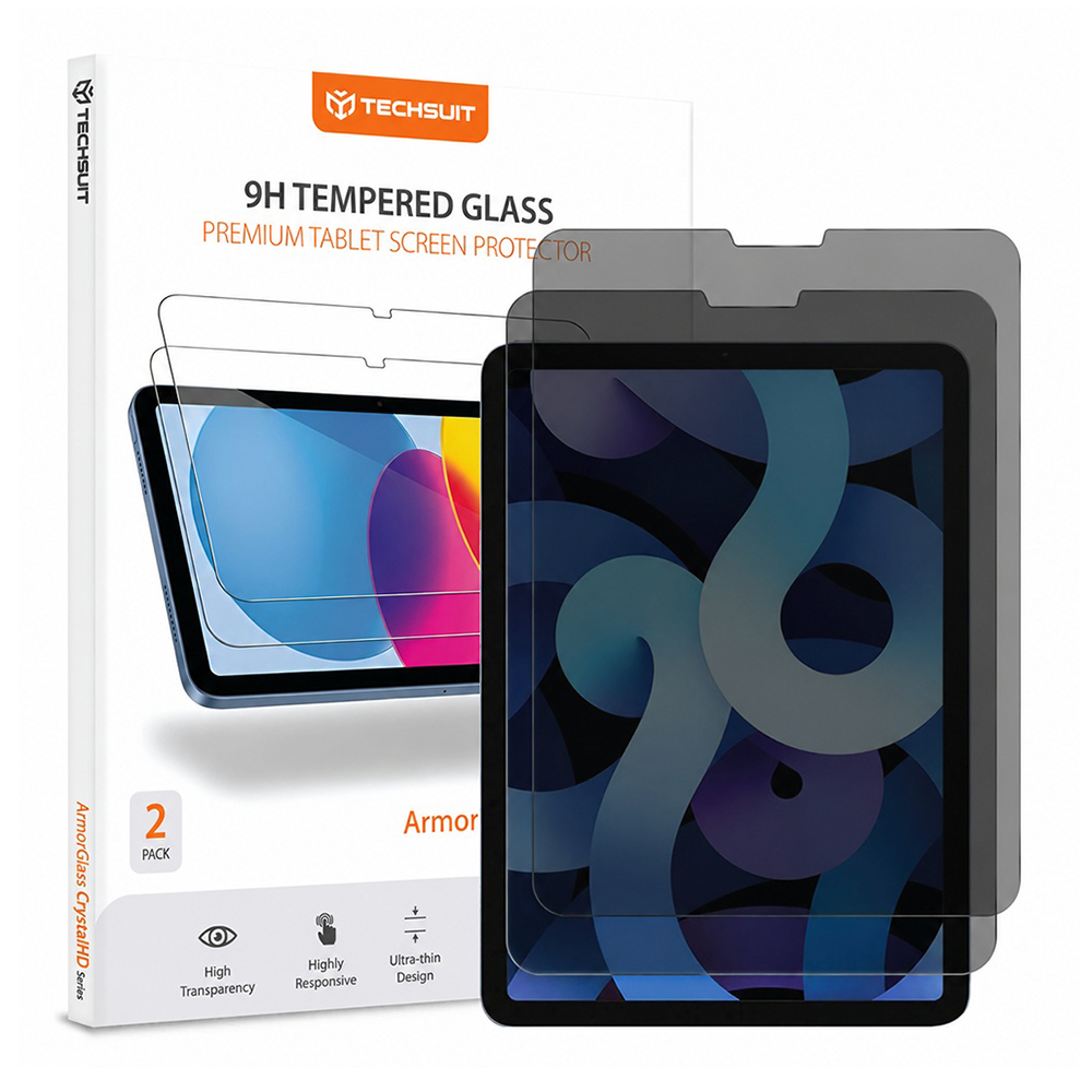 Tvrzené sklo Techsuit ArmorGlass CrystalHD s filtrem soukromí 2 ks pro iPad Pro 11 2018 / iPad Air 4 / iPad Air 5 / iPad Pro 11 2020 / 2022