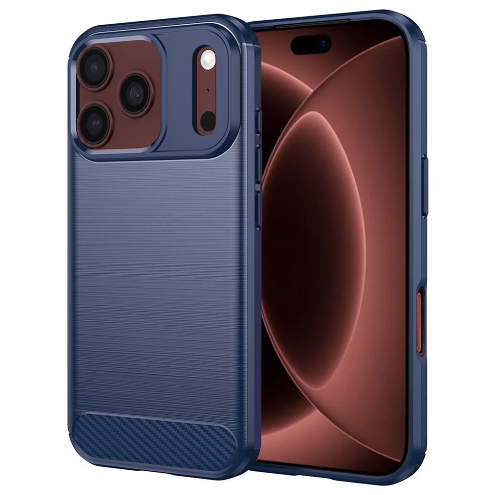 Kryt Techsuit Carbon Silicone pro iPhone 18 Pro Max / iPhone 17 Pro Max modrý