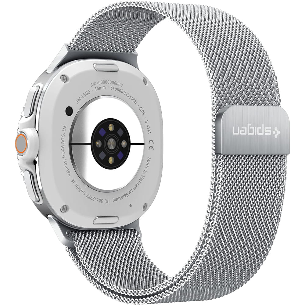 Řemínek Spigen Metal Fit pro Samsung Galaxy Watch9 Watch8 a Watch8 Classic stříbrný