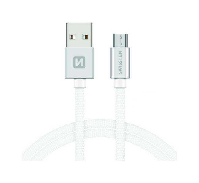 Datový kabel Swissten microUSB 2m stříbrný