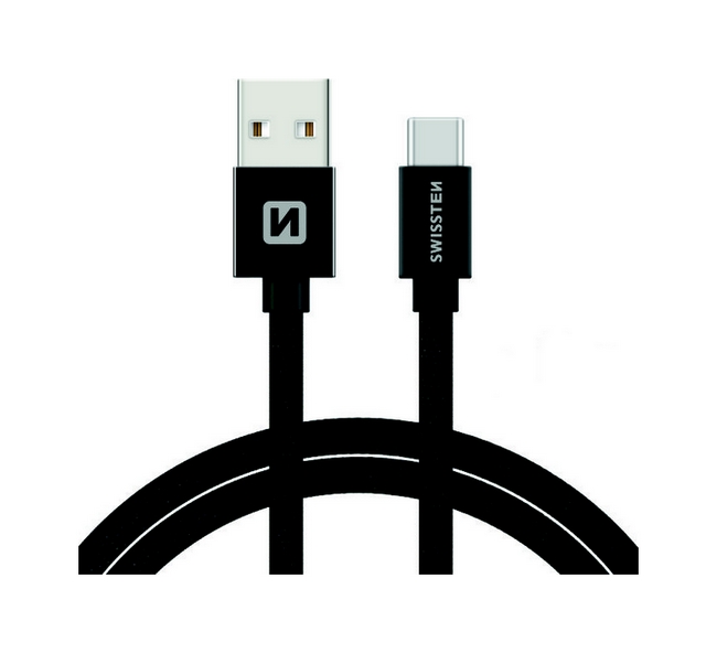 Datový kabel Swissten USB-C (Type-C) 1,2m černý textilní