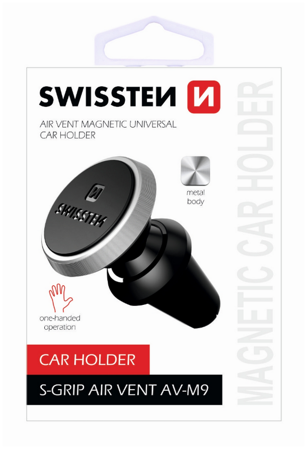 Držák do auta na větrací mřížku značky Swissten S-Grip M9 černo-stříbrný
