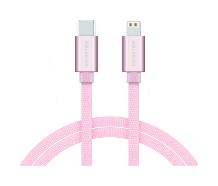 Datový kabel Swissten USB-C / Lightning 1,2m růžový
