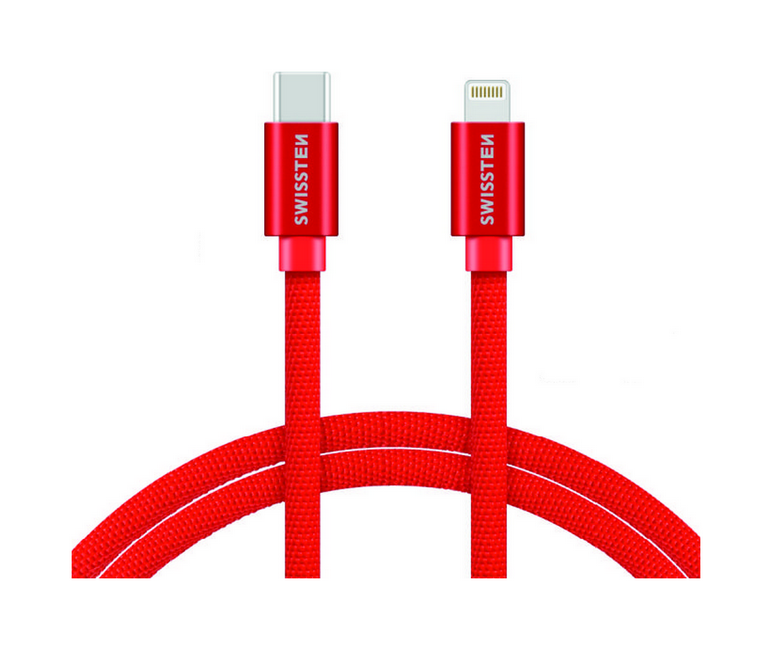 Datový kabel Swissten USB-C / Lightning 1,2m červený