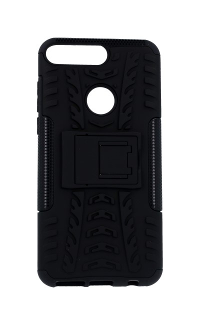 Zadní odolný kryt na mobil Honor 7C černý se stojánkem