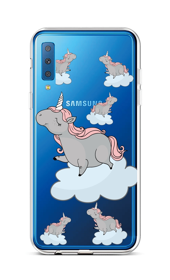 Zadní silikonový kryt na mobil Samsung A7 Grey Unicorns