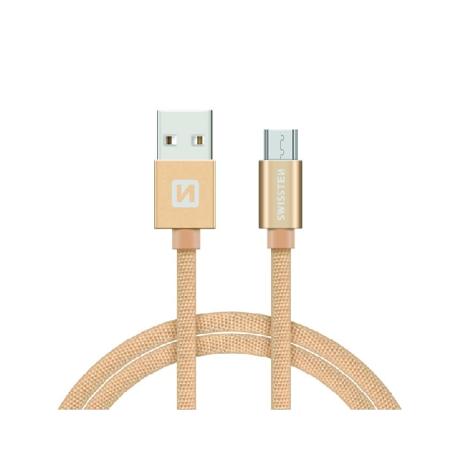 Datový kabel Swissten microUSB 1,2m zlatý