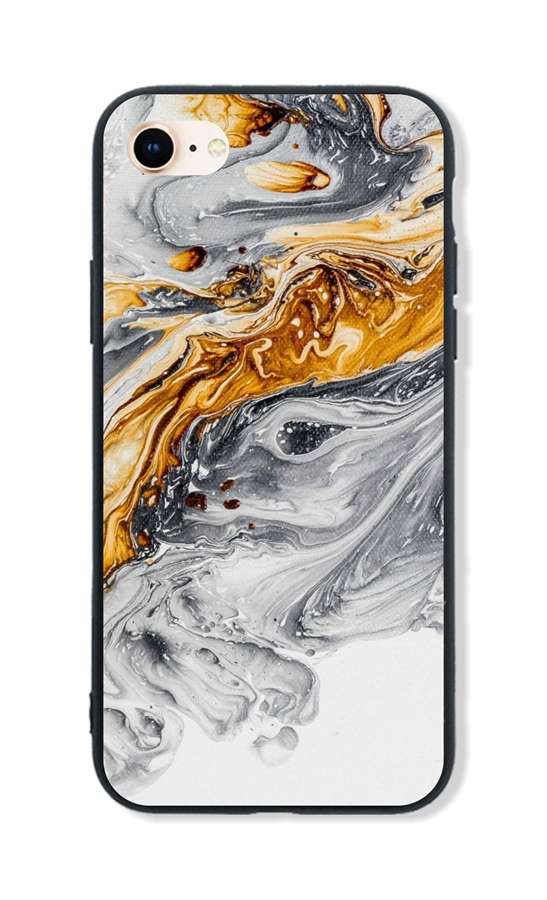 Zadní pevný kryt LUXURY na mobil iPhone SE 2020 Marble šedo-zlatý