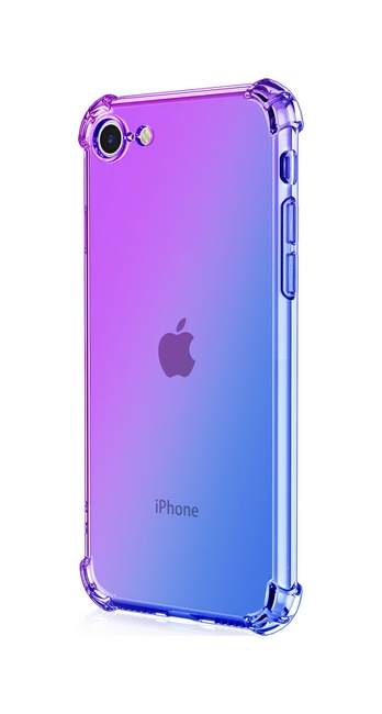 Zadní silikonový kryt na mobil iPhone SE 2020 Shock duhový fialovo-modrý