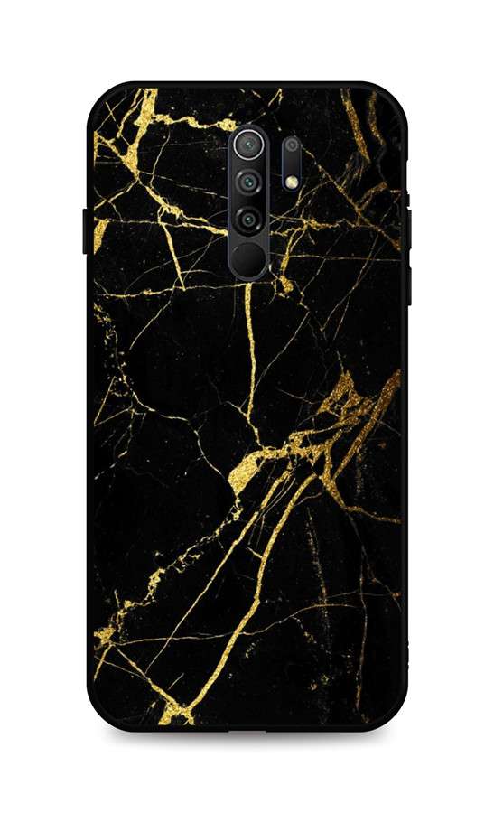 Zadní pevný kryt LUXURY na mobil Xiaomi Redmi 9 Marble černo-zlatý