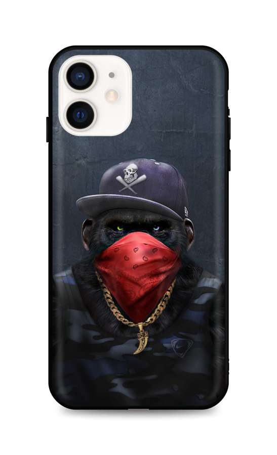 Zadní silikonový kryt DARK na mobil iPhone 12 mini Monkey Gangster