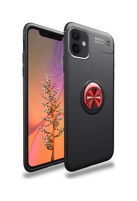 Zadní silikonový kryt na mobil iPhone 12 černý s červeným prstenem