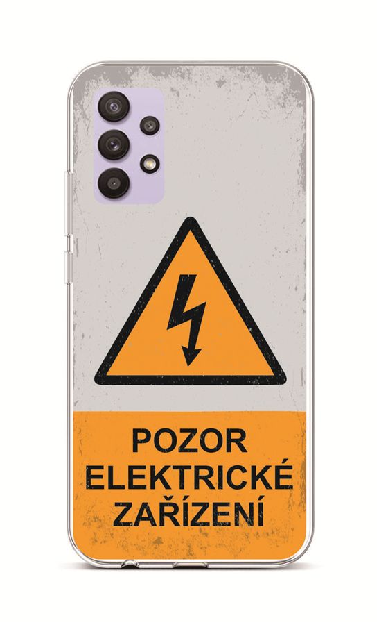 Zadní silikonový kryt na mobil Samsung A32 5G Pozor elektrické zařízení