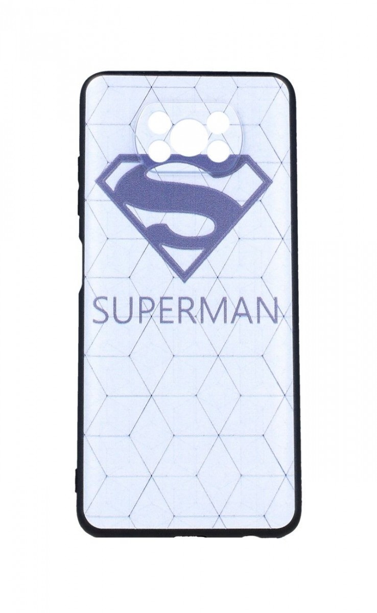 Zadní 3D silikonový kryt na mobil Xiaomi Poco X3 Bílý Superman