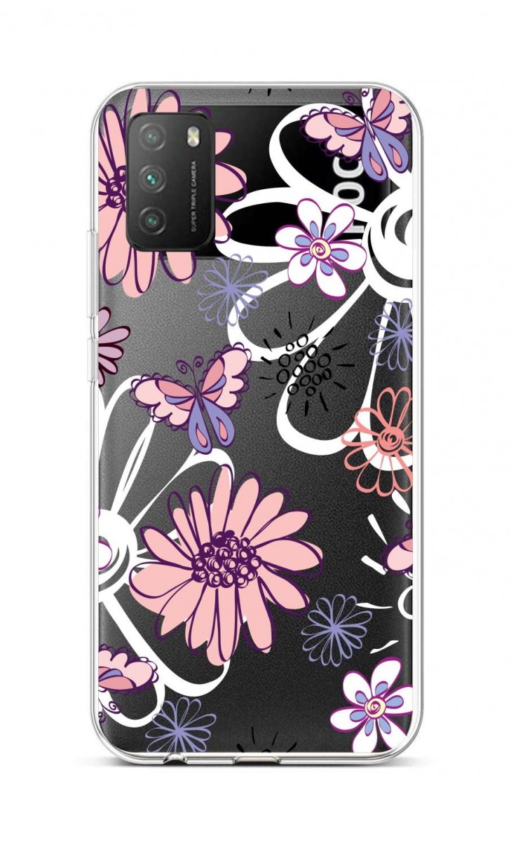 Zadní silikonový kryt na mobil Xiaomi Poco M3 Flowers