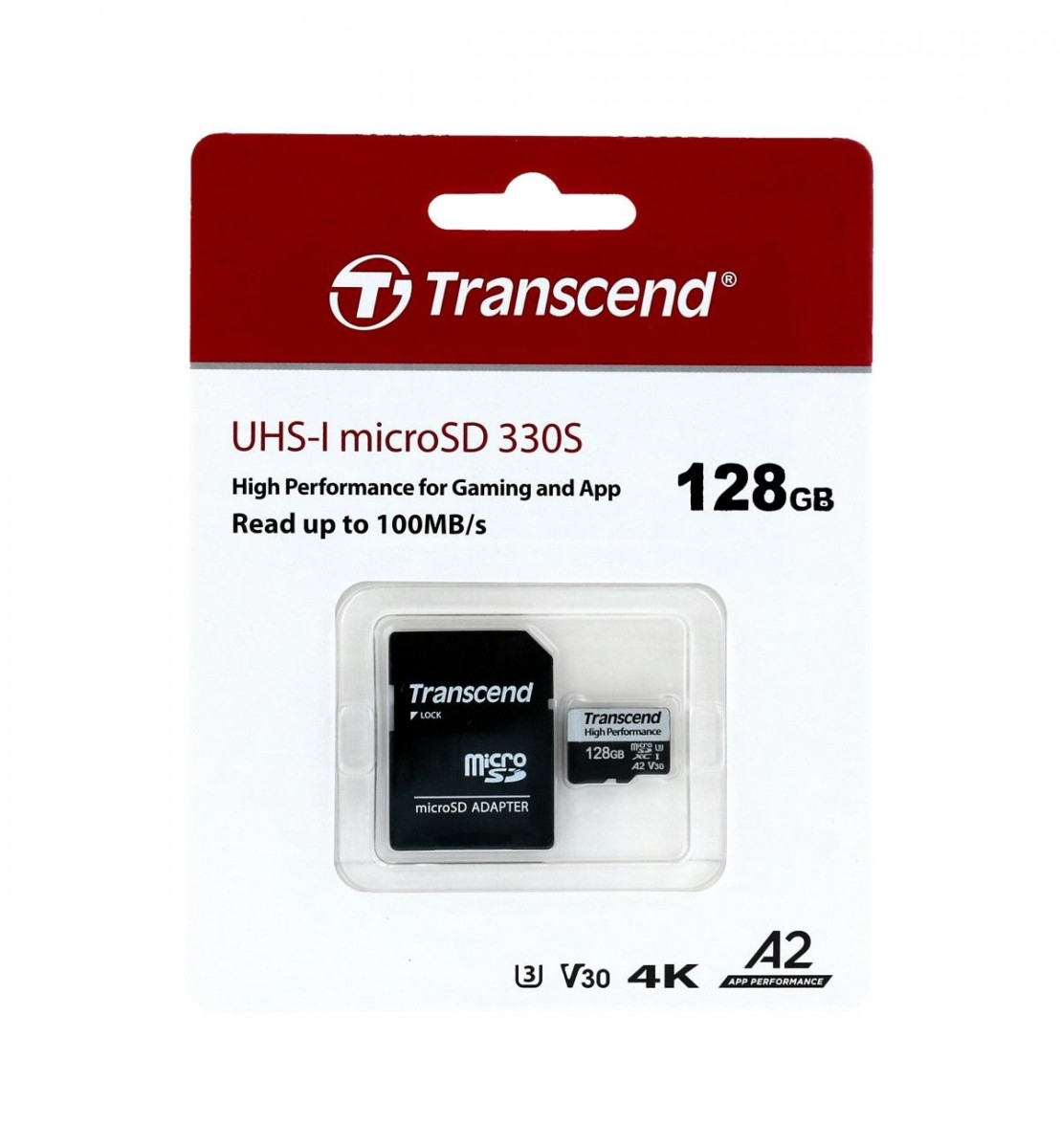 Paměťová karta Transcend High Performance 128GB micro SDXC U3 A2 V30 330S + SD adaptér