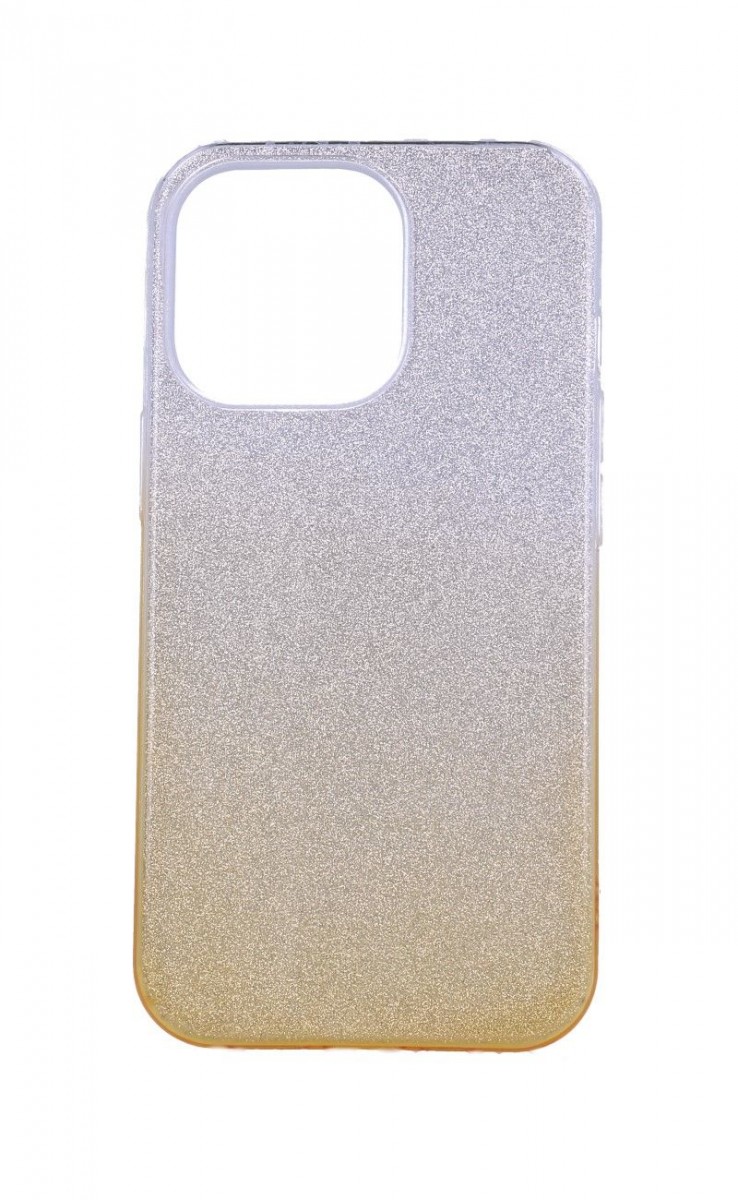 Zadní pevný kryt na mobil iPhone 13 Pro glitter stříbrno-oranžový