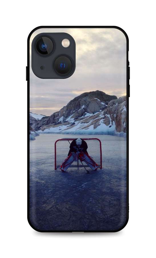 Zadní silikonový kryt TopQ DARK na mobil iPhone 13 Hockey Goalie