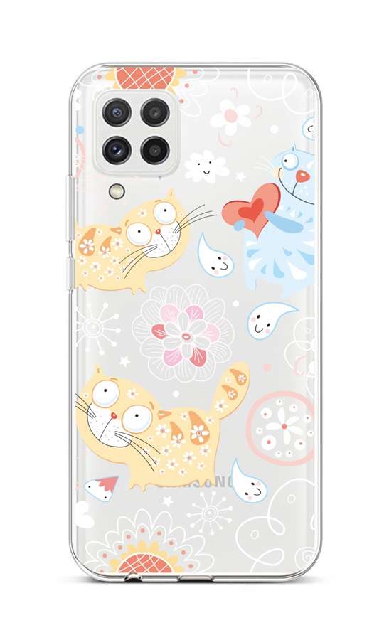 Zadní silikonový kryt TopQ na mobil Samsung A22 Happy Cats