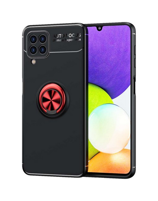 Zadní silikonový kryt TopQ na mobil Samsung A22 černý s červeným prstenem