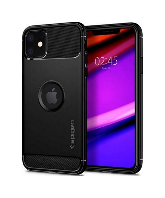Zadní silikonový kryt Spigen Rugged Armor na mobil iPhone 11 černý