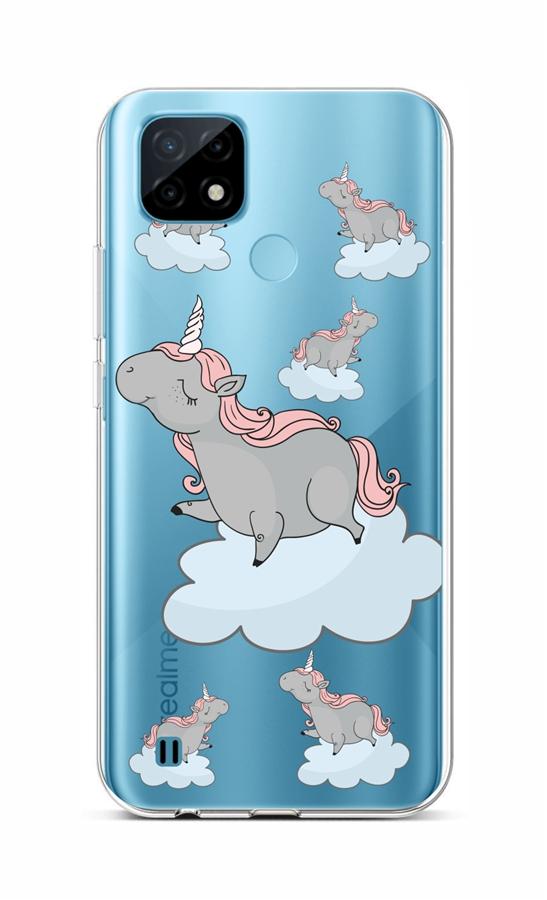 Zadní silikonový kryt TopQ na mobil Realme C21 Grey Unicorns