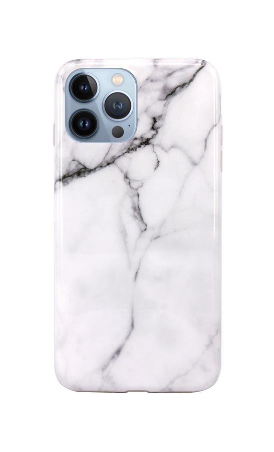 Zadní silikonový kryt TopQ na mobil iPhone 13 Pro Max Mramor bílý