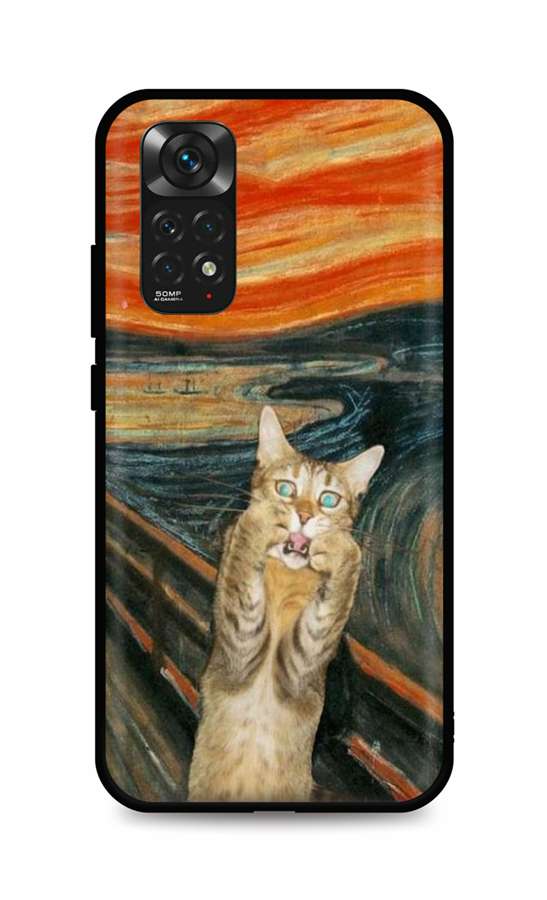 Zadní silikonový kryt TopQ DARK na mobil Xiaomi Redmi Note 11 Scared Cat