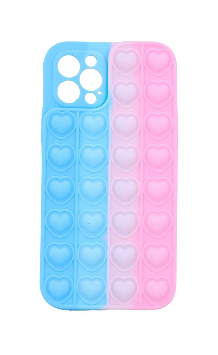 Zadní kryt TopQ Heart Pop It na mobil iPhone 12 Pro modro-růžový
