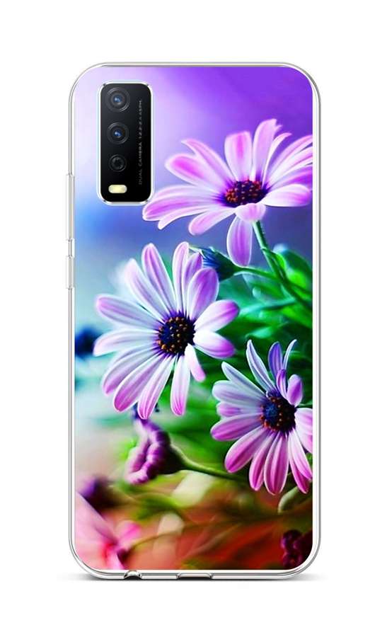 Zadní silikonový kryt TopQ na mobil Vivo Y11s Fialové květy