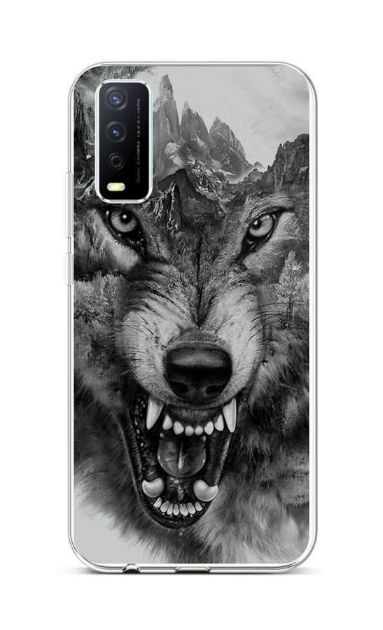 Zadní silikonový kryt TopQ na mobil Vivo Y11s Černobílý vlk