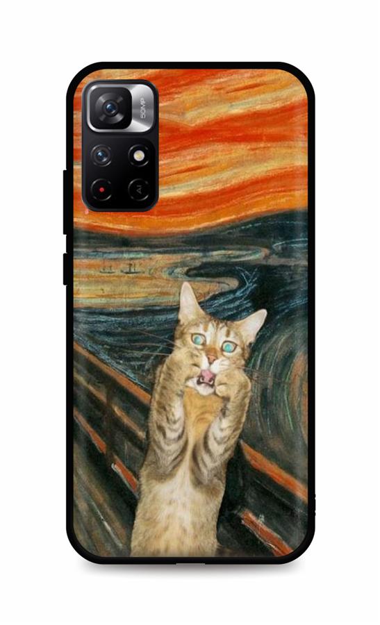 Zadní silikonový kryt TopQ DARK na mobil Xiaomi Poco M4 Pro 5G Scared Cat