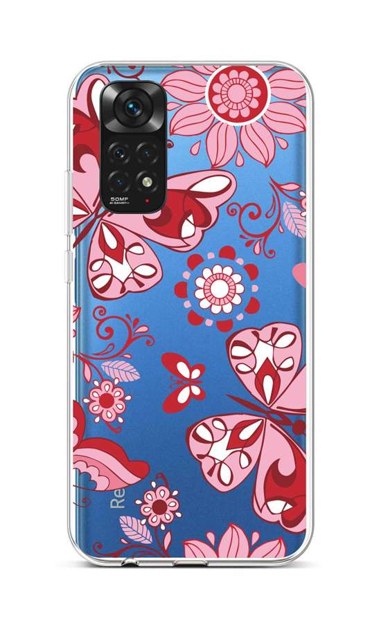 Zadní silikonový kryt TopQ na mobil Xiaomi Redmi Note 11 Pink Butterfly