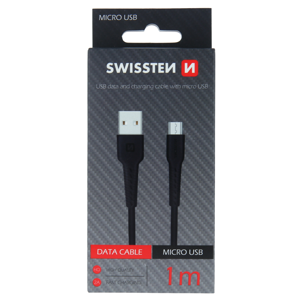Datový kabel swissten usb / micro usb 1,0 m černý