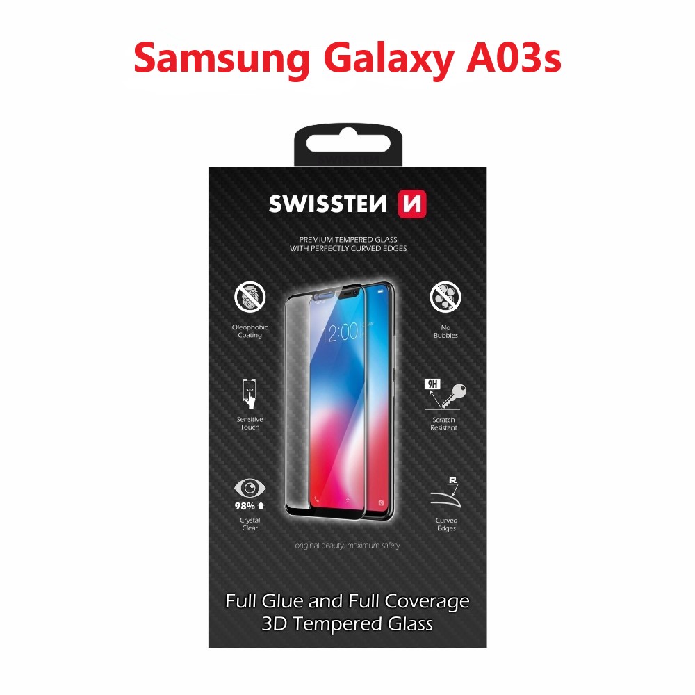 Sklo swissten ultra durable 3d full glue glass samsung a037g galaxy a03s černé