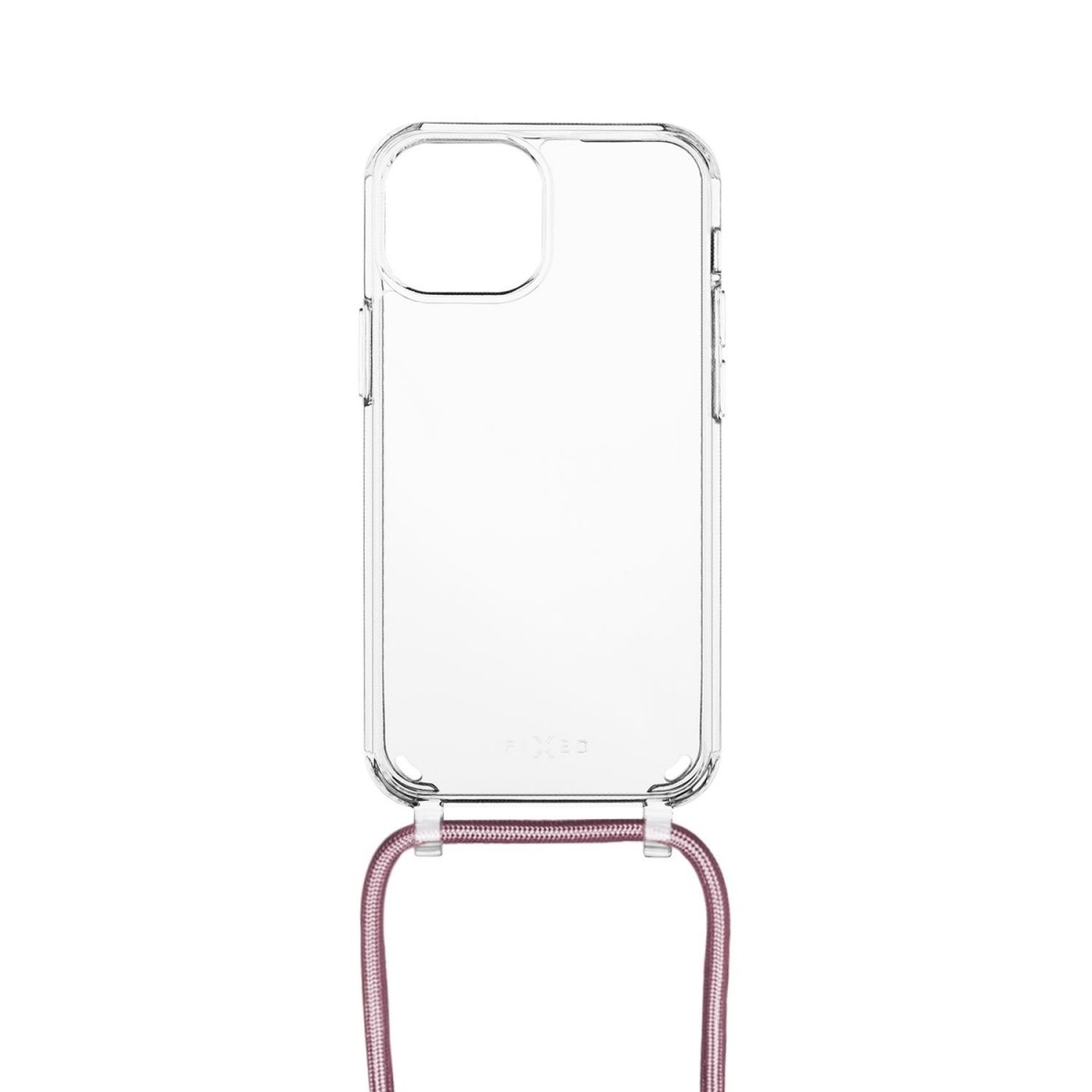Pouzdro FIXED Pure Neck s růžovou šňůrkou na krk pro Apple iPhone 12 mini
