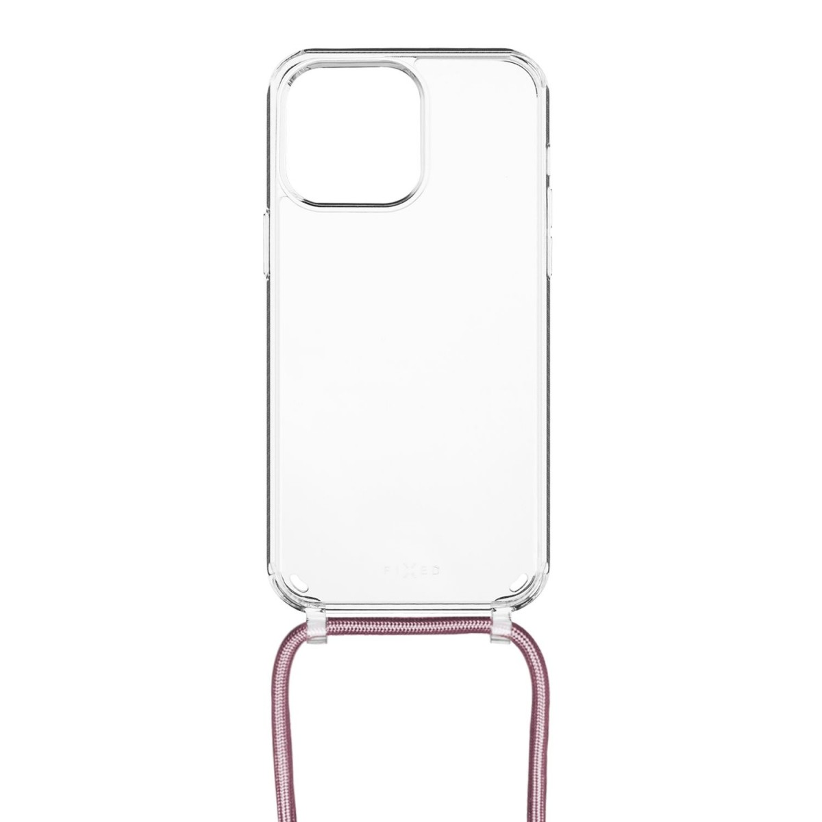Pouzdro FIXED Pure Neck s růžovou šňůrkou na krk pro Apple iPhone 13 Pro Max