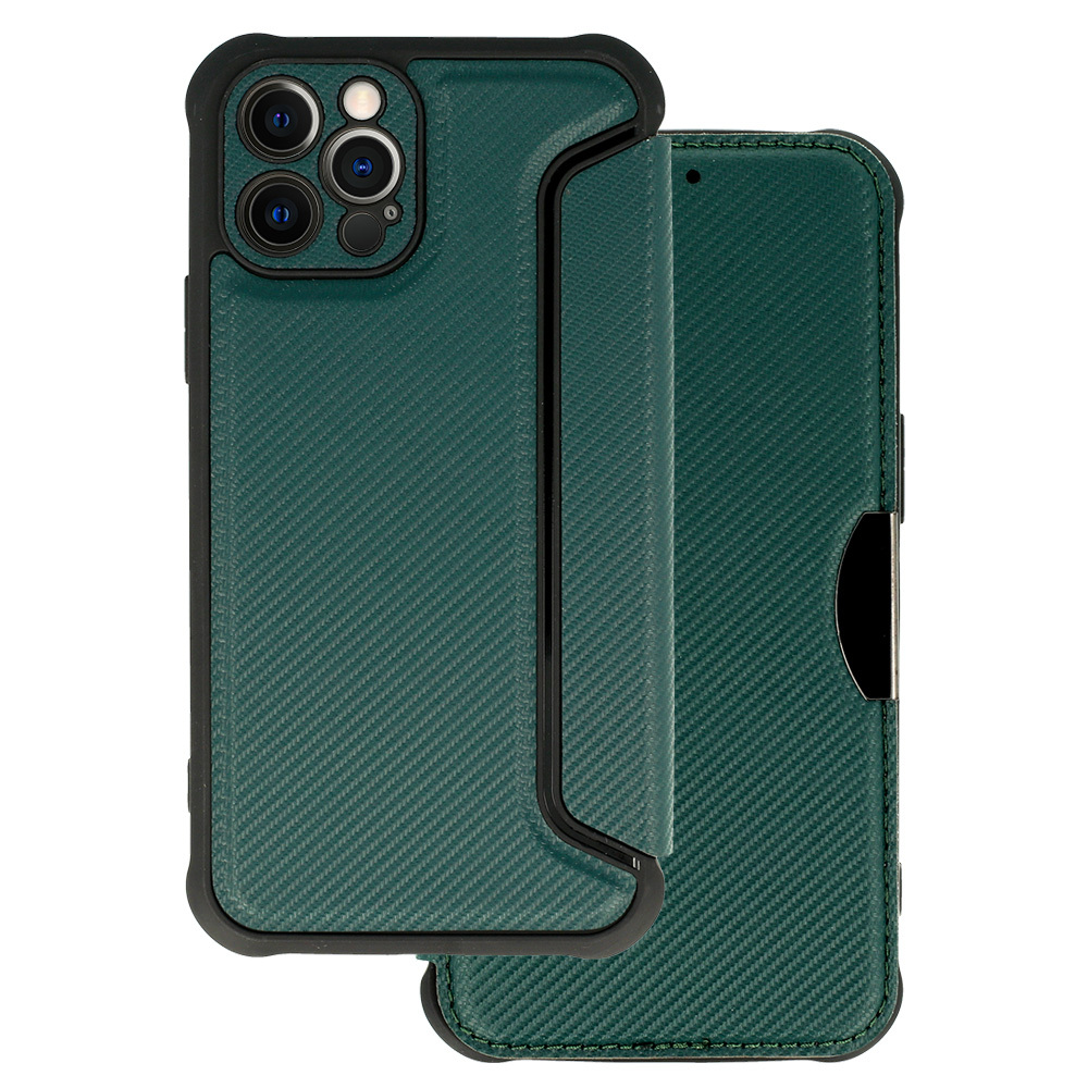 Pouzdro Razor Carbon Book pro Iphone 12 Pro tmavě zelené