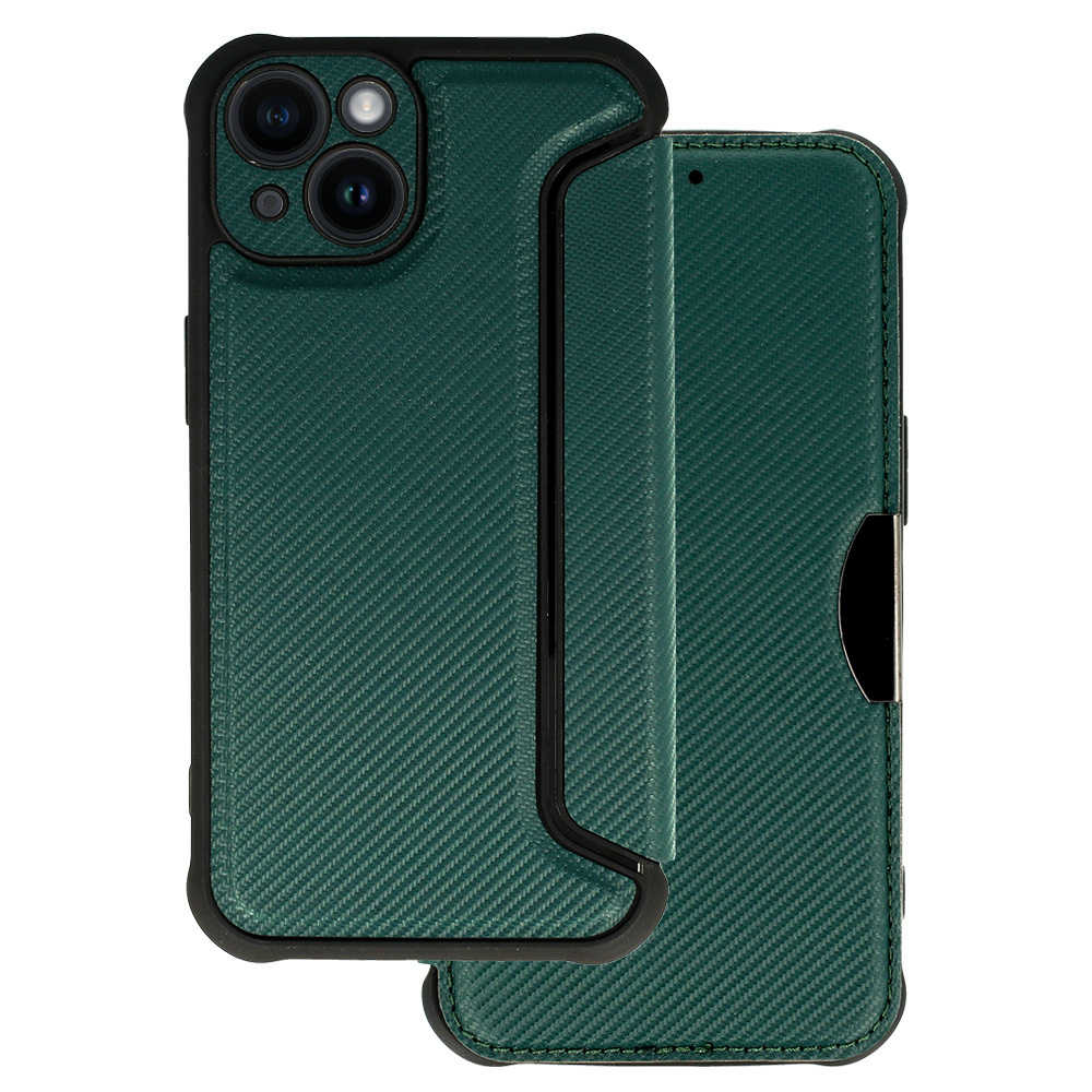 Pouzdro Razor Carbon Book pro Iphone 14 tmavě zelené