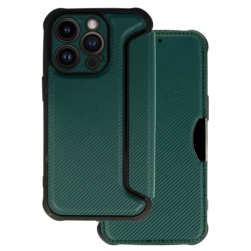 Pouzdro Razor Carbon Book pro Iphone 14 Pro tmavě zelené