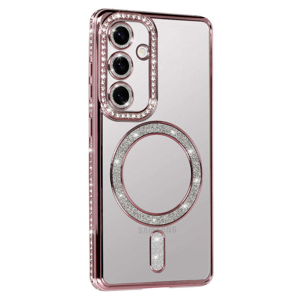 Zadní kryt Bling Magsafe pro Samsung Galaxy S26 Plus růžový