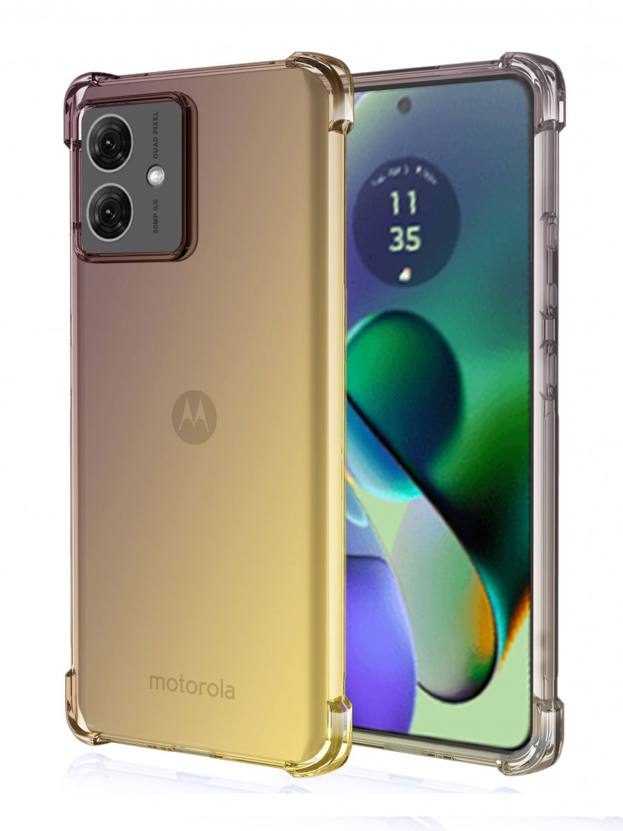 Zadní kryt TopQ na mobil Motorola Moto G54 5G Shock duhový purpurovo-žlutý