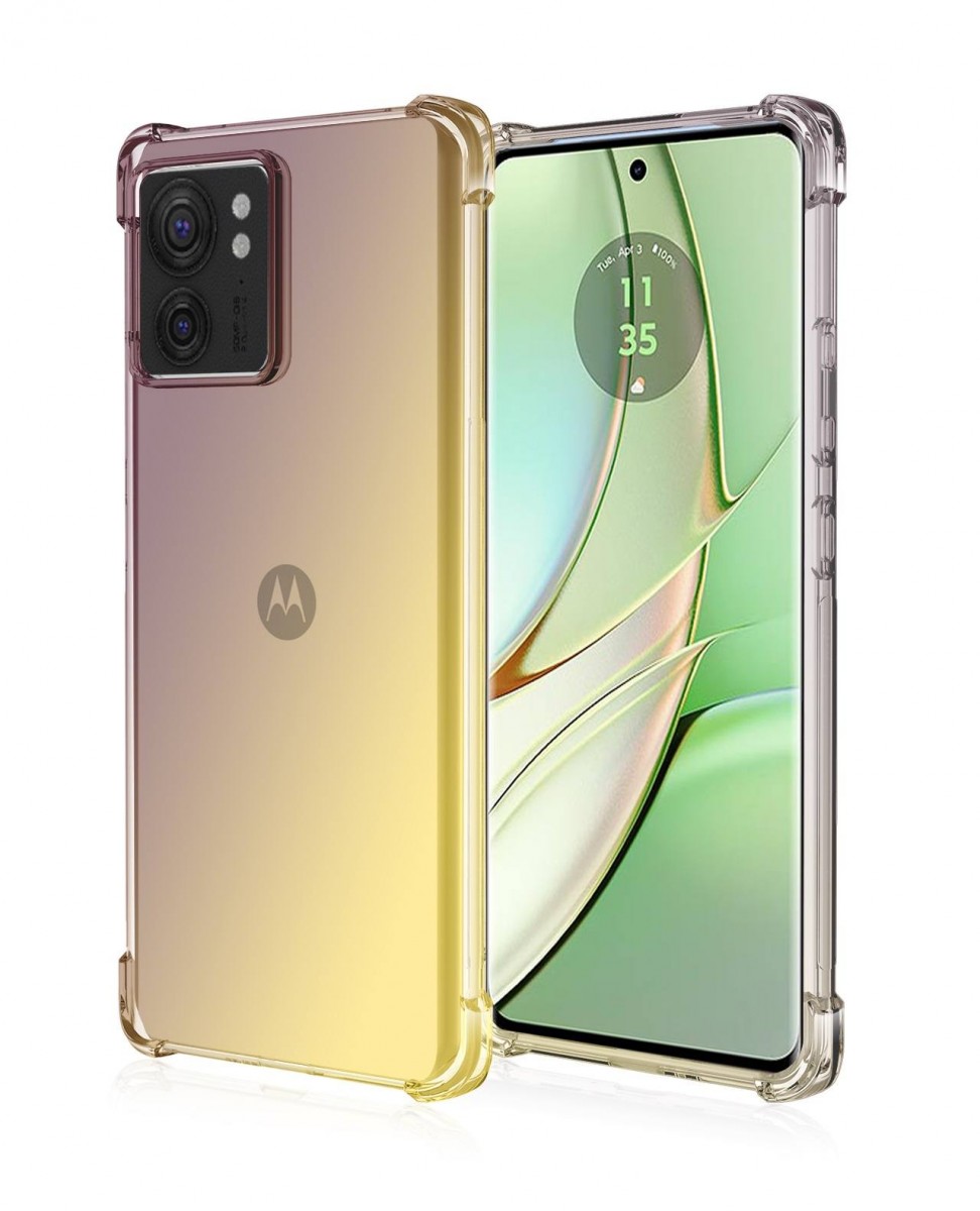 Zadní kryt TopQ na mobil Motorola Edge 40 Shock duhový purpurovo-žlutý