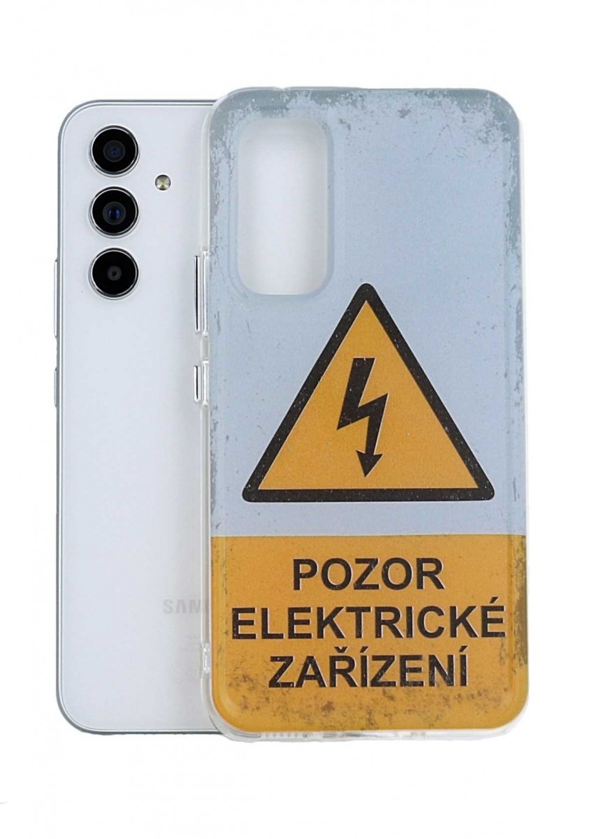 Zadní pevný kryt TopQ Image na mobil Samsung A54 5G Pozor elektrické zařízení