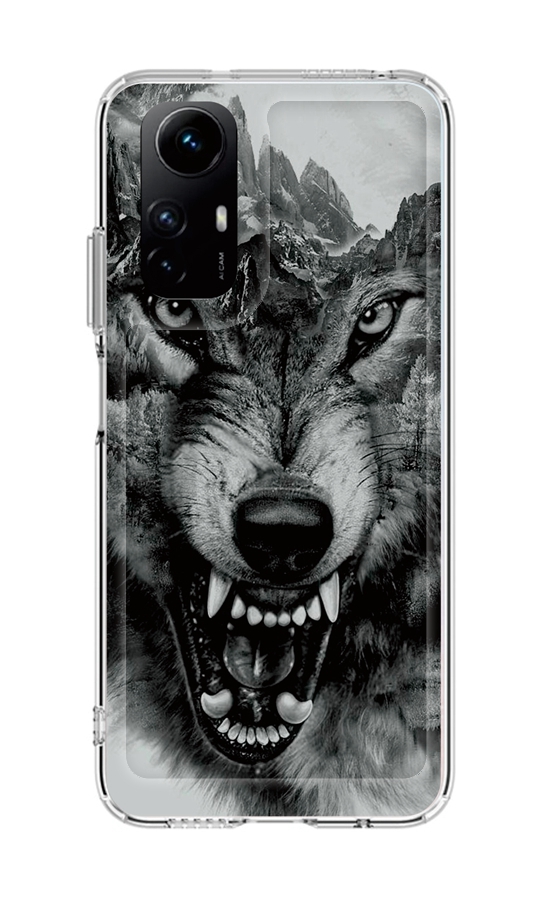 Zadní pevný kryt TopQ Image na mobil Xiaomi Redmi Note 12S Černobílý vlk